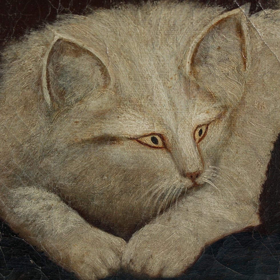 Thumbnail: 19th Century naive oil on canvas three kittens