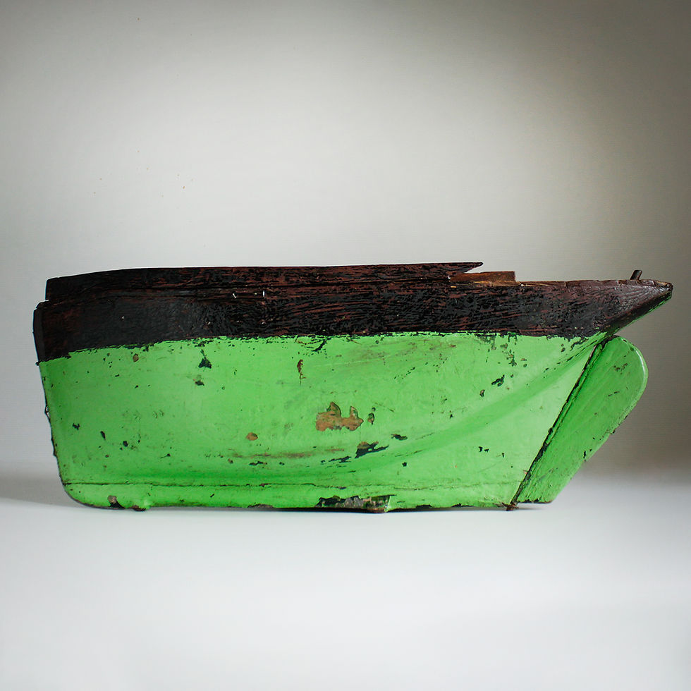 Thumbnail: Large 19th century Carved wooden boat hull with lead keel.