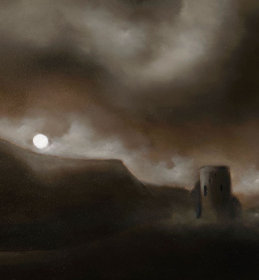Thumbnail: New Moonrise, Dolbarden Castle, Wales   2024    65x65cm