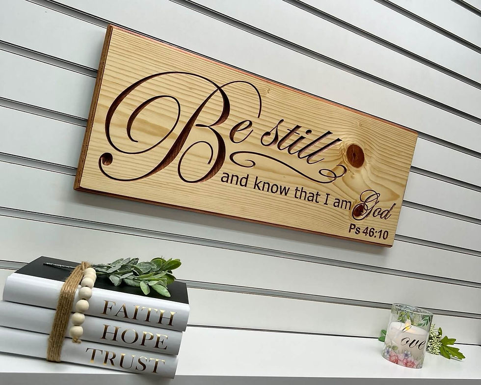 Thumbnail: "Be Still" Psalm 46:10 Carved Wood Sign