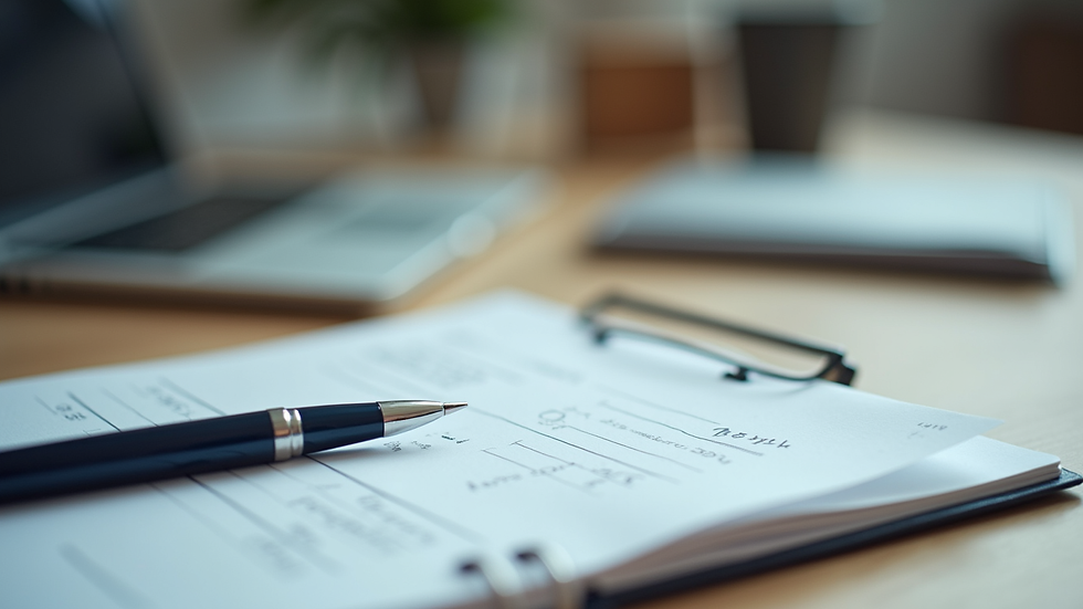 Close-up view of a checkbook and pen on a desk