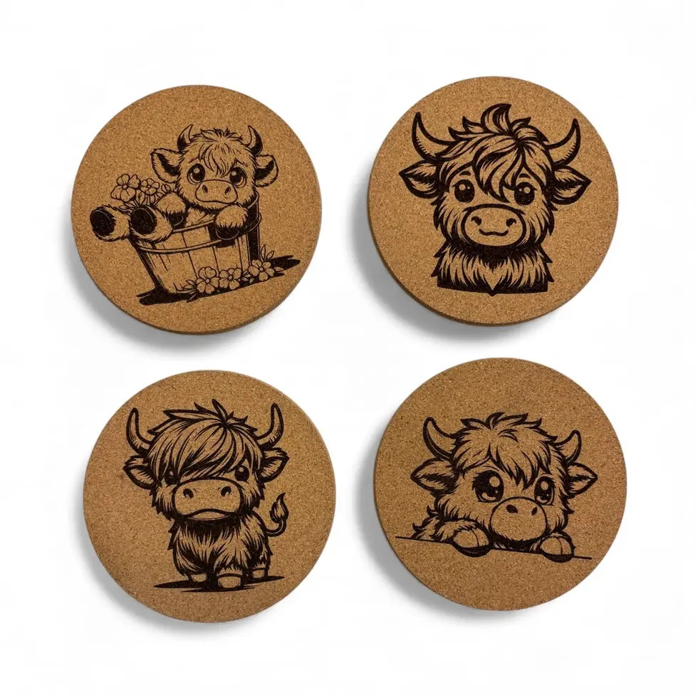 photo of round costers showing designs