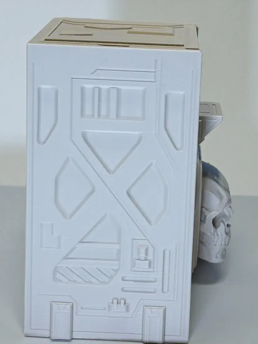 Thumbnail: Side view of Core Decay gothic skull deck box  –  by WondraCraft