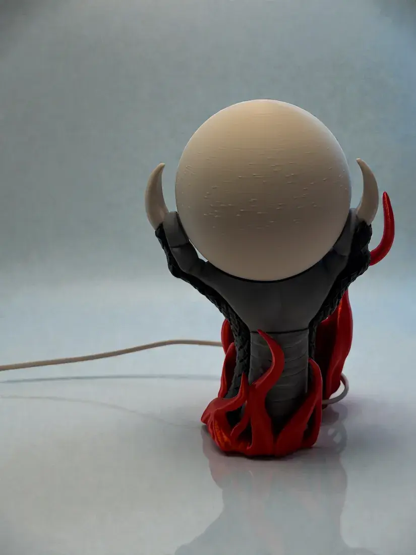 Orb Warden Dragon Lamp unlit front view showing dragon claws holding frosted orb