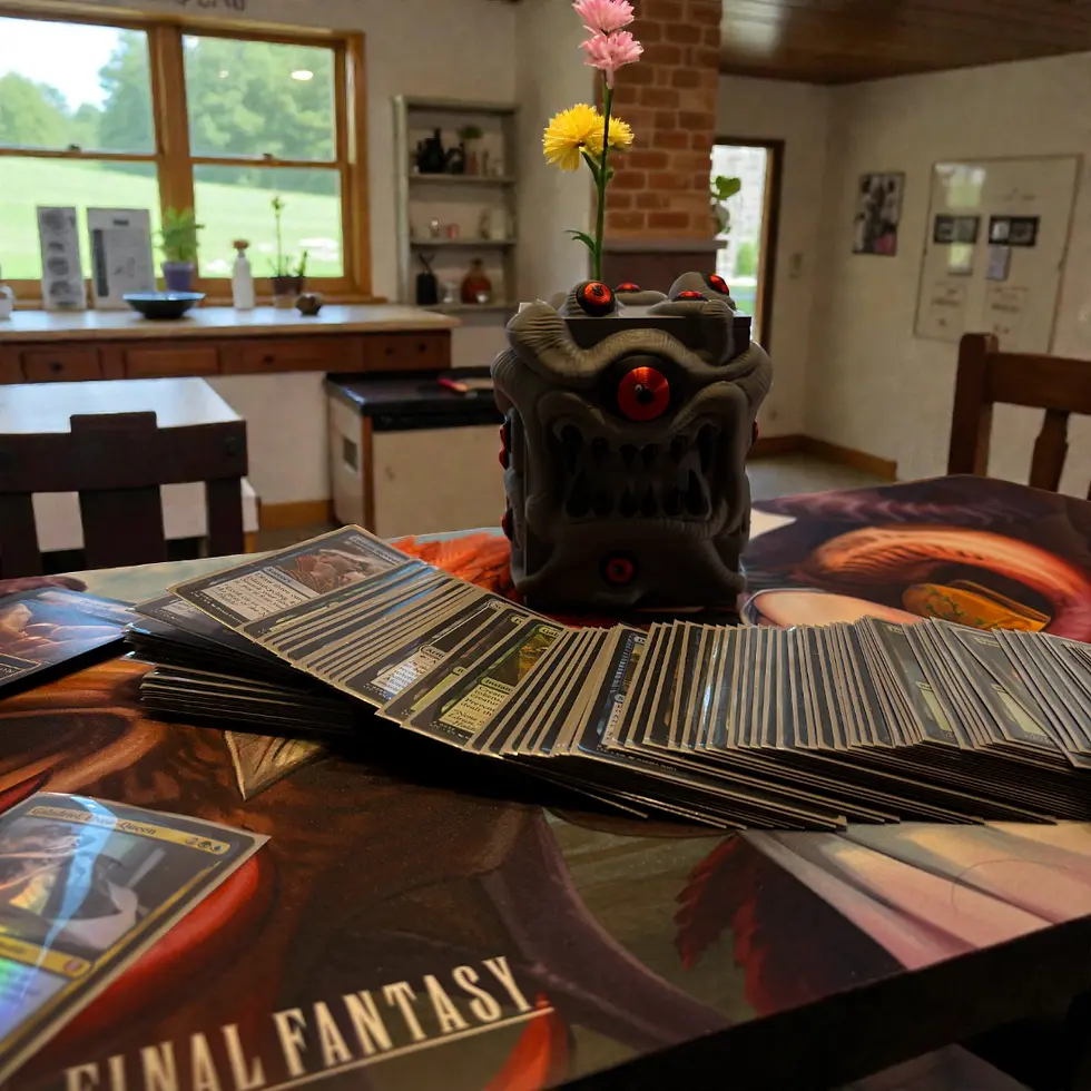 Thumbnail: Lifestyle image of The All Seer’s Deck Box in a fantasy tabletop environment highlighting design and scale