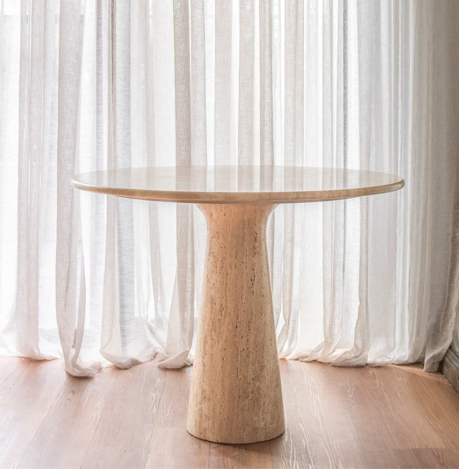 Round Travertine Dining Table