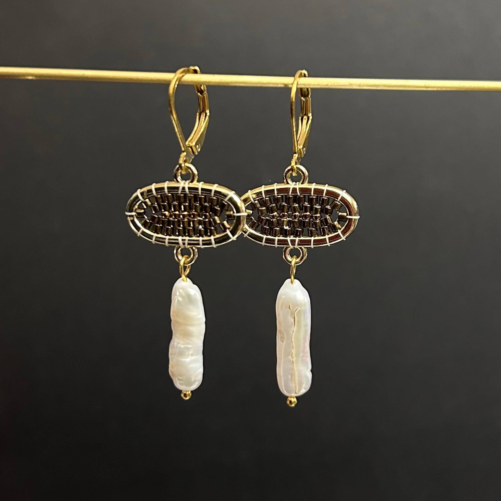 Biwa Earrings 3, náušnice, handcrafted earrings, glass beads jewelry, SashaSi