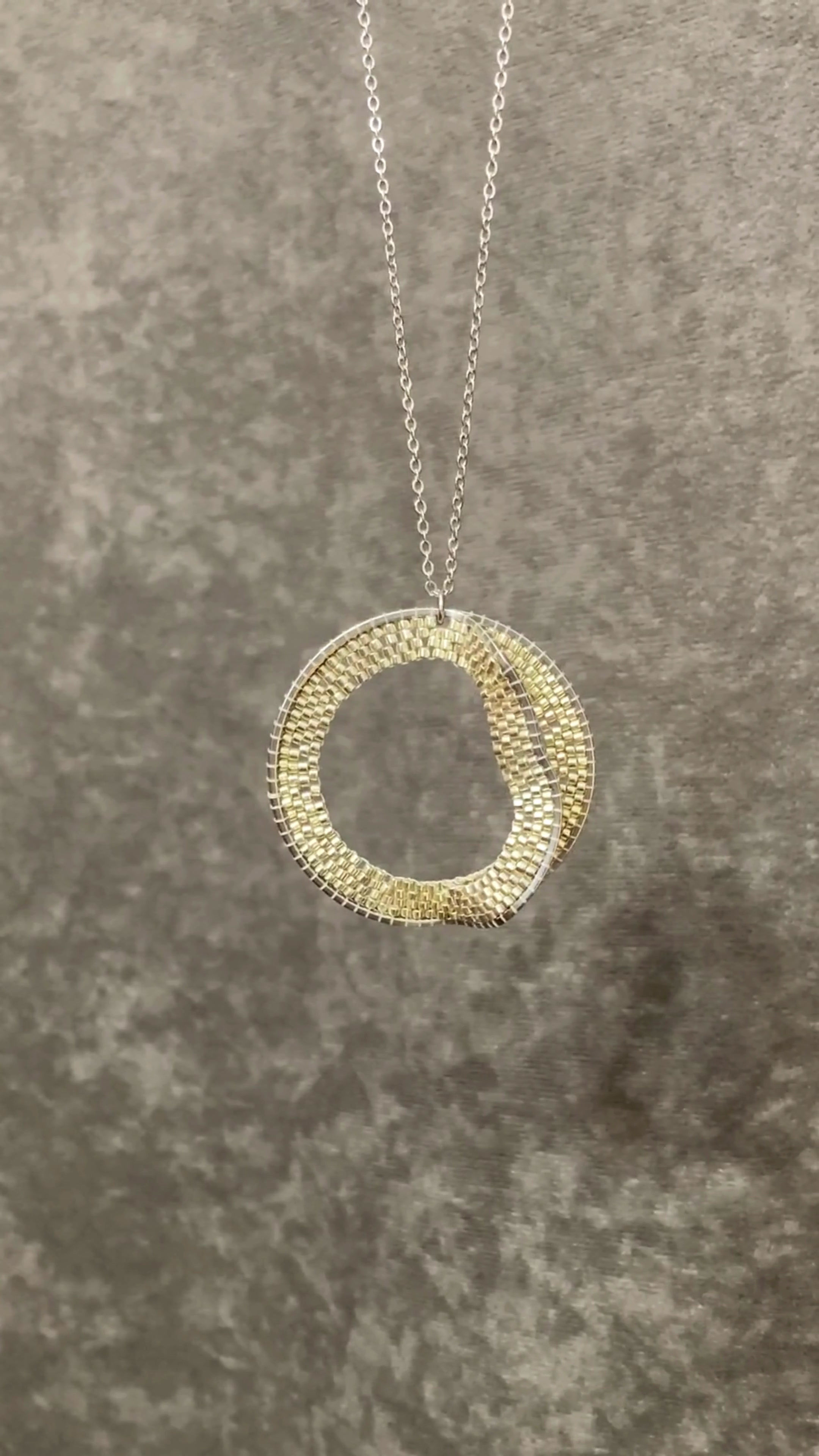 Eclipse Necklace, handcrafted with bright silver Japanese glass beads, SashaSi