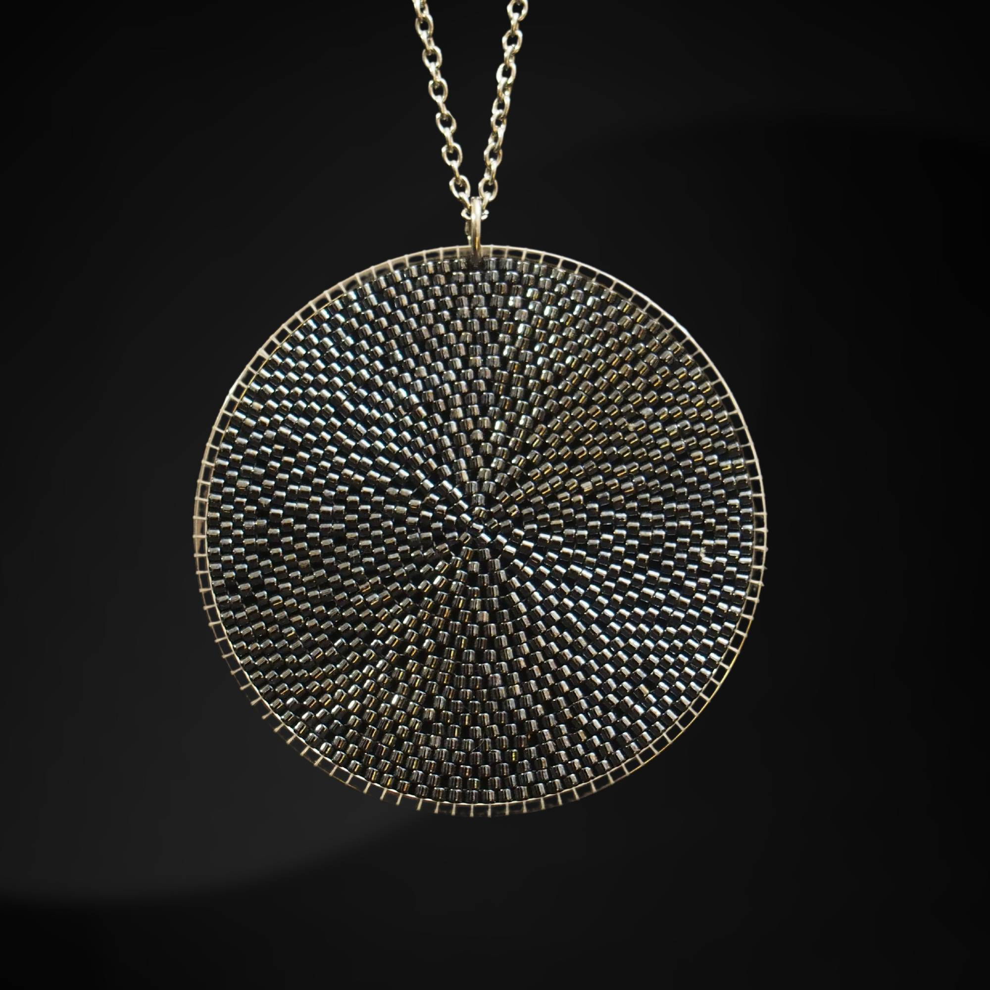 Elements Necklace Graphite 1, handcrafted luxury jewelry, SashaSi, glassbeads necklace