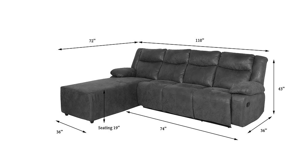 Thumbnail: Amey 5 Seater Lounger Sofa RH in Black Fabric