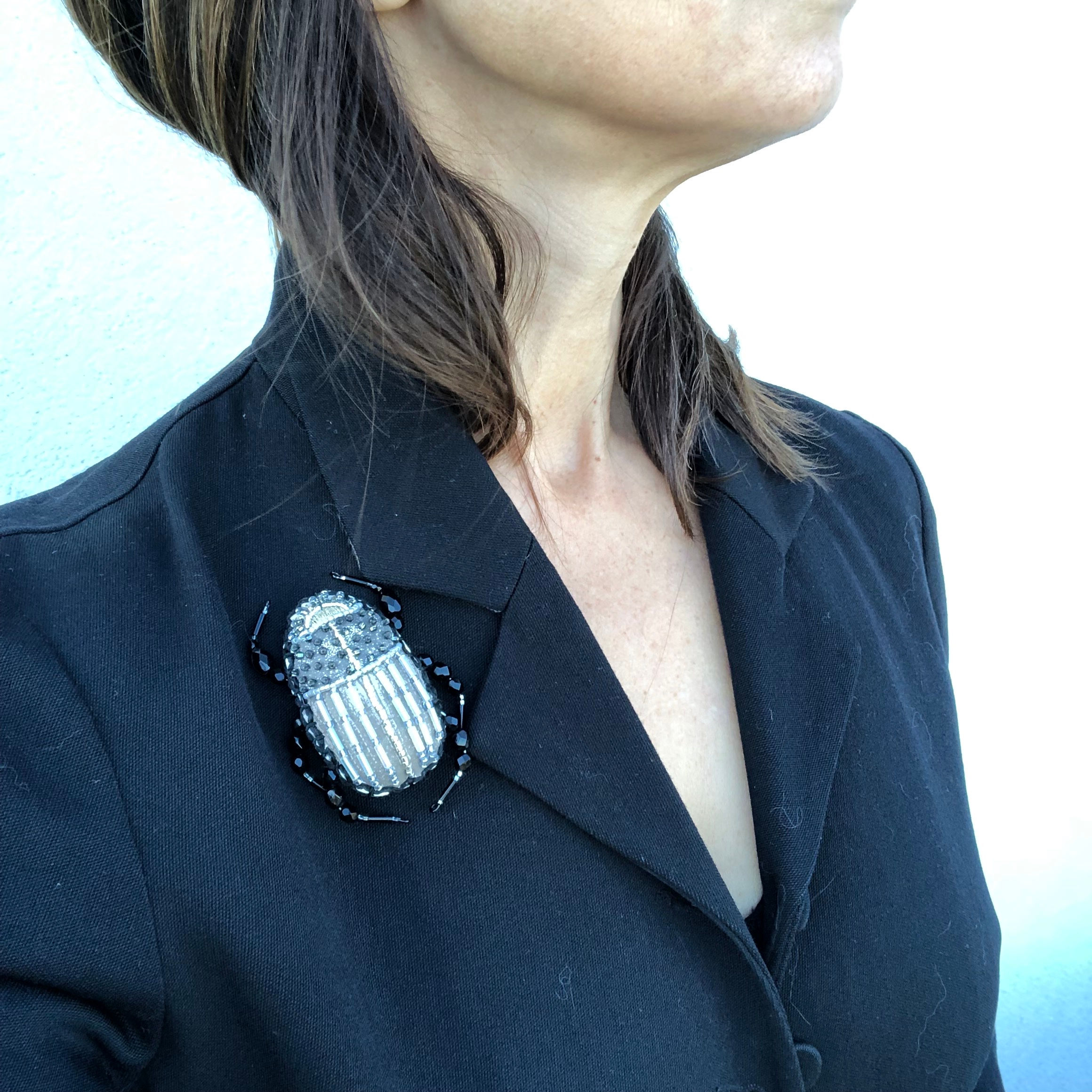 SCARABEE ARGENT ET NOIR