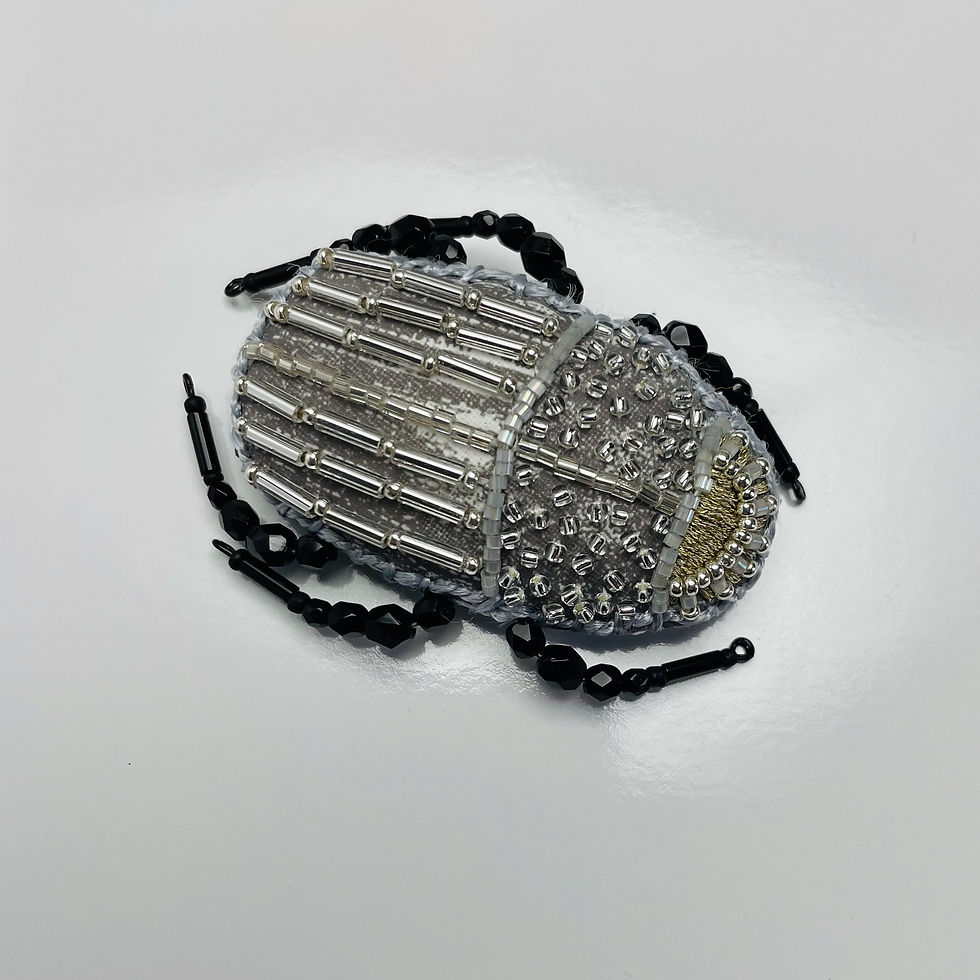 Miniature : BROCHE SCARABEE ARGENT ET NOIR