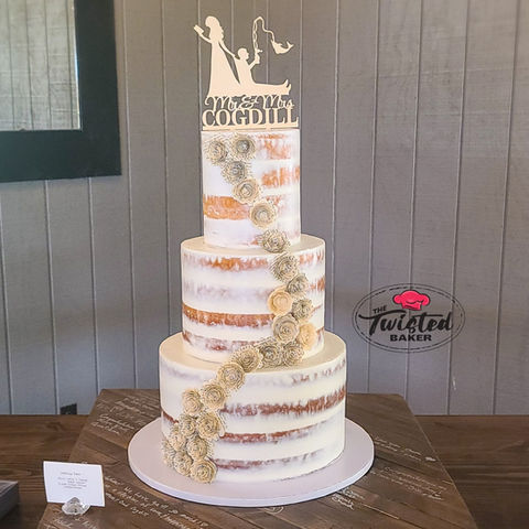 Wedding Cake - Semi naked with paper flowers