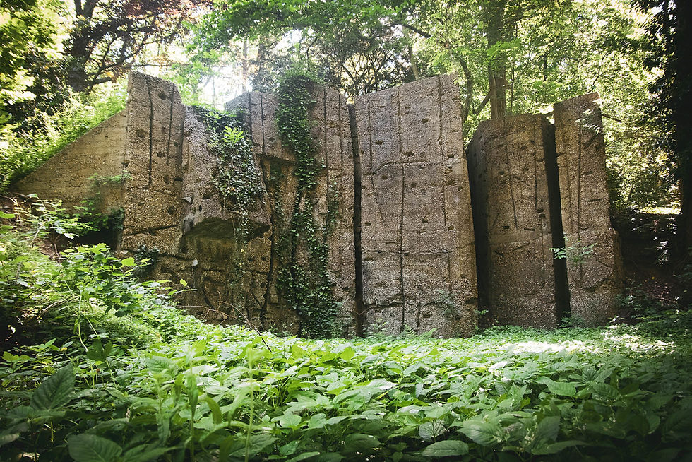 Genesteld in de tuin is de muur in goede staat bewaard gebleven. © Thibaut Debelle