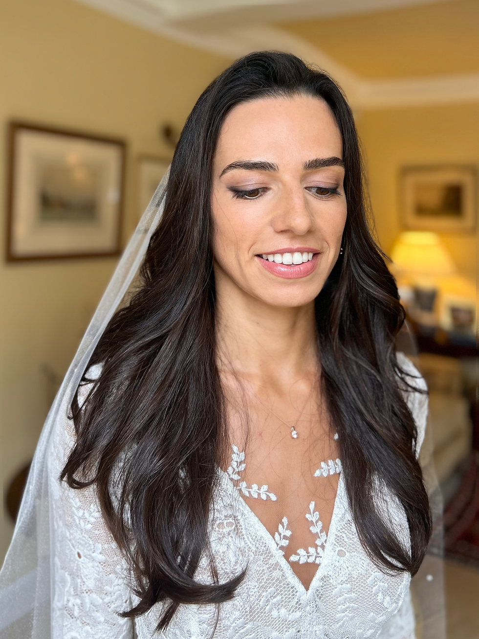 Close-up view of wedding hair accessories on a table