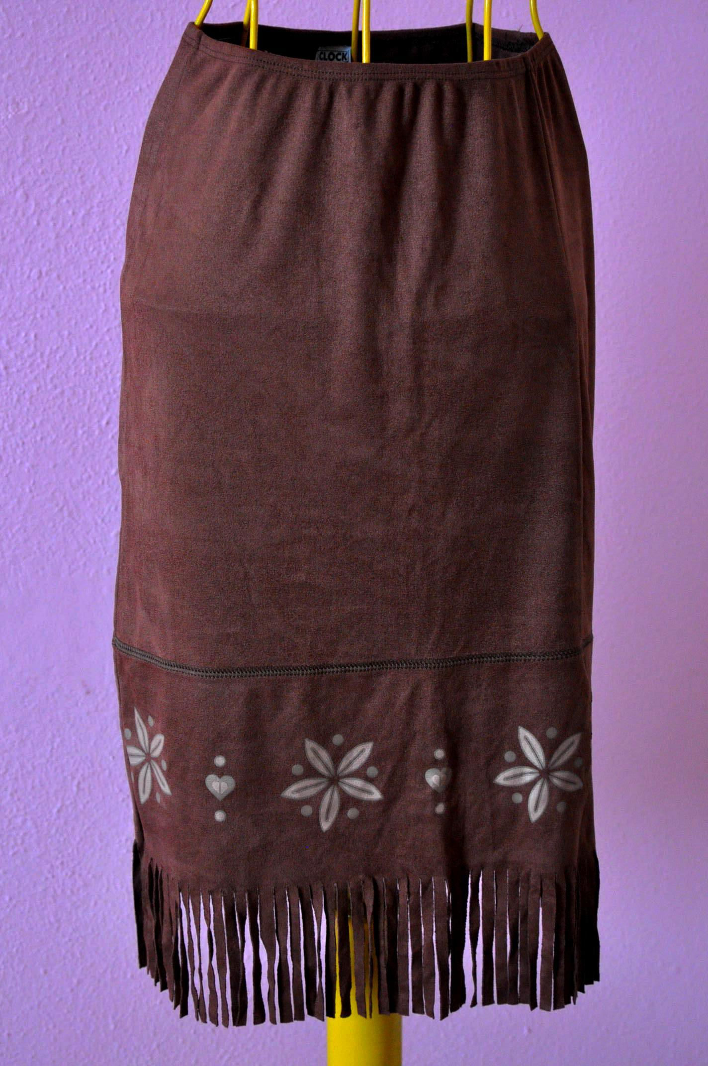 Saia country franjada nº 38 marrom em tecido