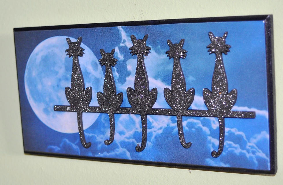 5 gatinhos olhando a lua, quadro pequeno, quadros, quadro com gato
