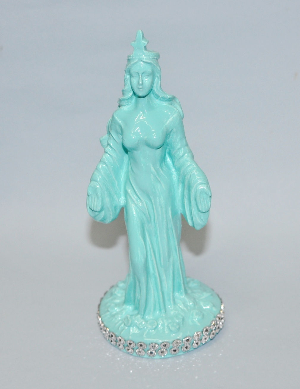 Iemanja em gesso cor Tiffany, gesso pintado Tiffany, gesso, Yemanja cor tiffany