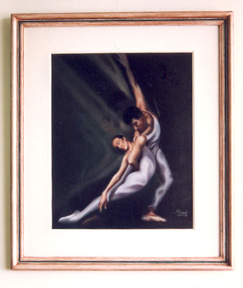 Movimento de dança quadro em giz pastel por Sueli Finoto