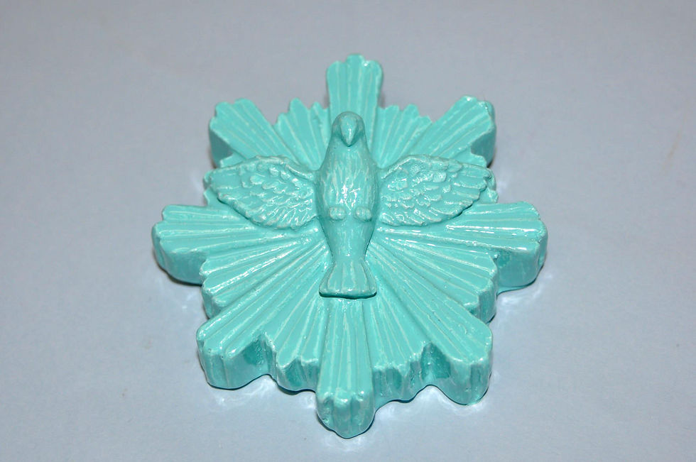 Divino em gesso porcelanizado a mão, cor tiffany, tiffany, Divino, gesso porcelanizado