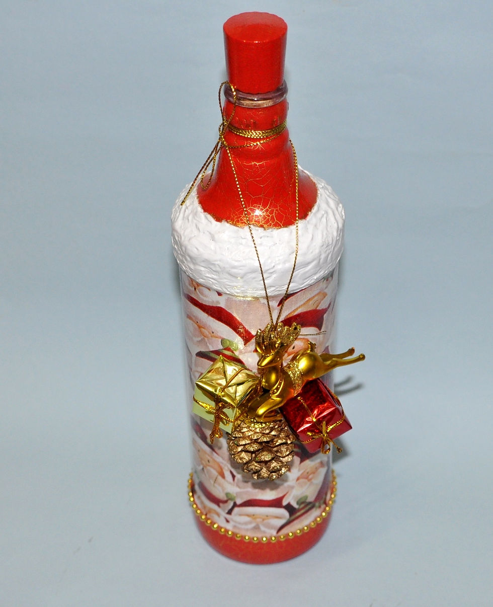 Miniatura: vidro decorado, vidro pintado, enfeites para o Natal, Fase NOva art craft e cerâmica, Sueli Finoto, presentes, garrafa