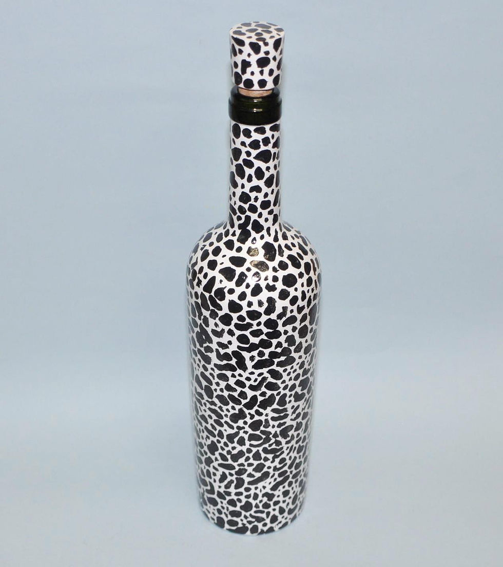 Garrafa com pintura feita a mão, bouteille, bottle decorated,