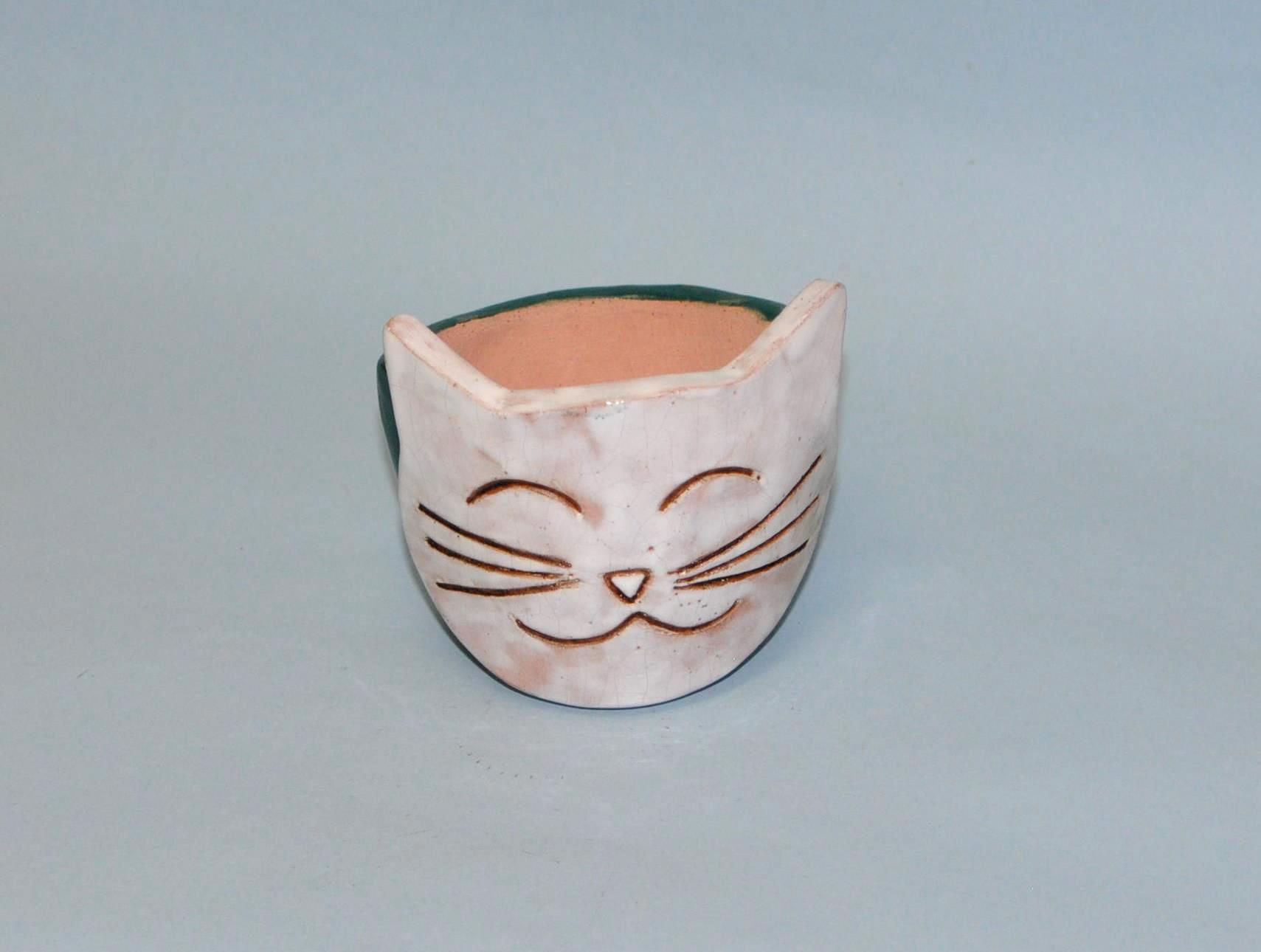 vasinho de gato, vaso cara de gato, vasinhos, vasos, vasinho cara de gato, gato branco, gatos, gato em vaso, Sueli Finoto,