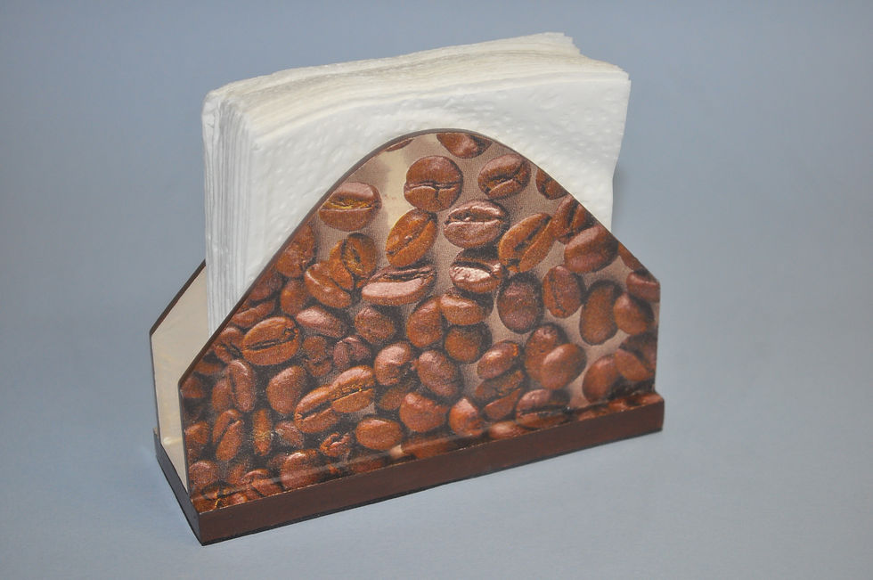 porta guardanapo de papel em MDF decorado, porta guardanapo grãos de café, ateliê fase nova presentes online, utilitários,