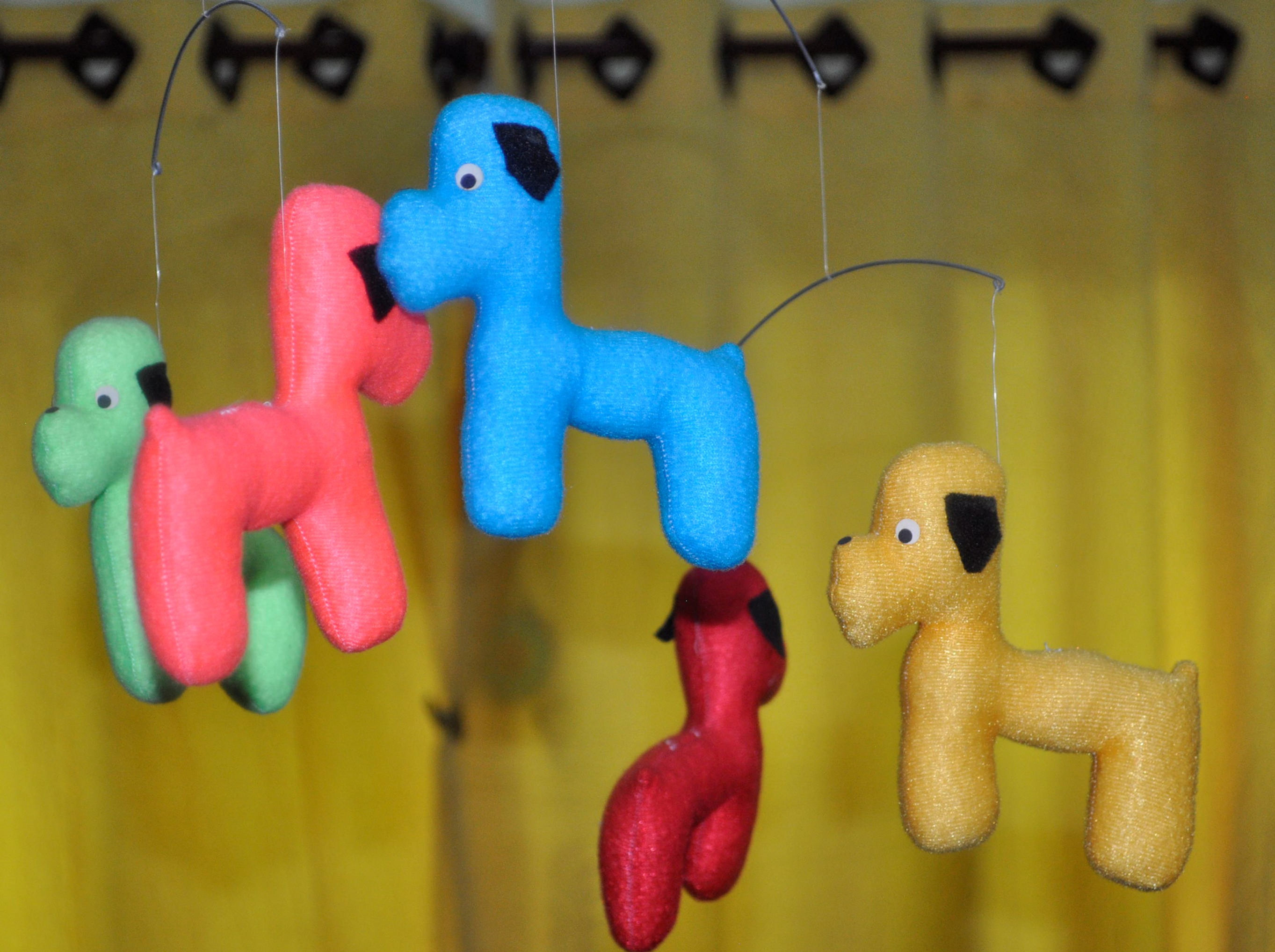 Enfeites para quarto infantil, decoração de berço, móbile de cachorrinhos, artigos para criança, atelie fase nova,  brinquedo