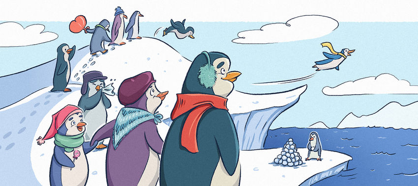 Penguin illustration by Heli Pohjoisaho