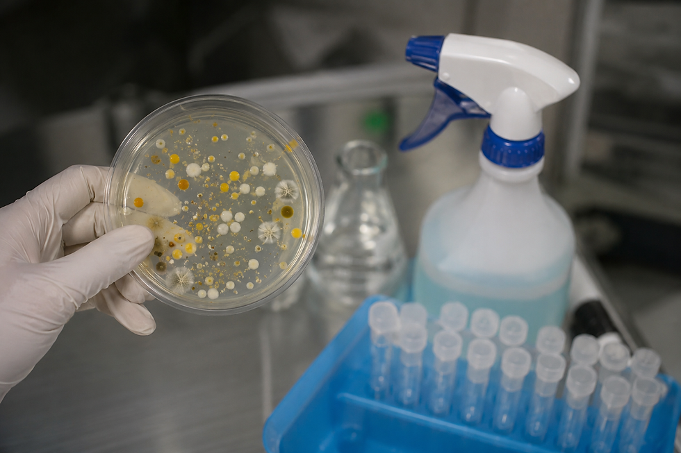 Contaminação microbiológica em desinfetantes: por que isso compromete a eficácia