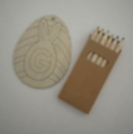 Wooden Coloring Easter Egg with Initial