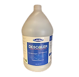 A gallon bottle of cleaner with white and blue label