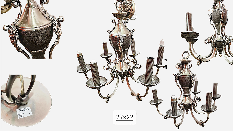 Thumbnail: MODERN GOTHIC/NORDIC SIX CANDLE CHROME AND IRON CARVED