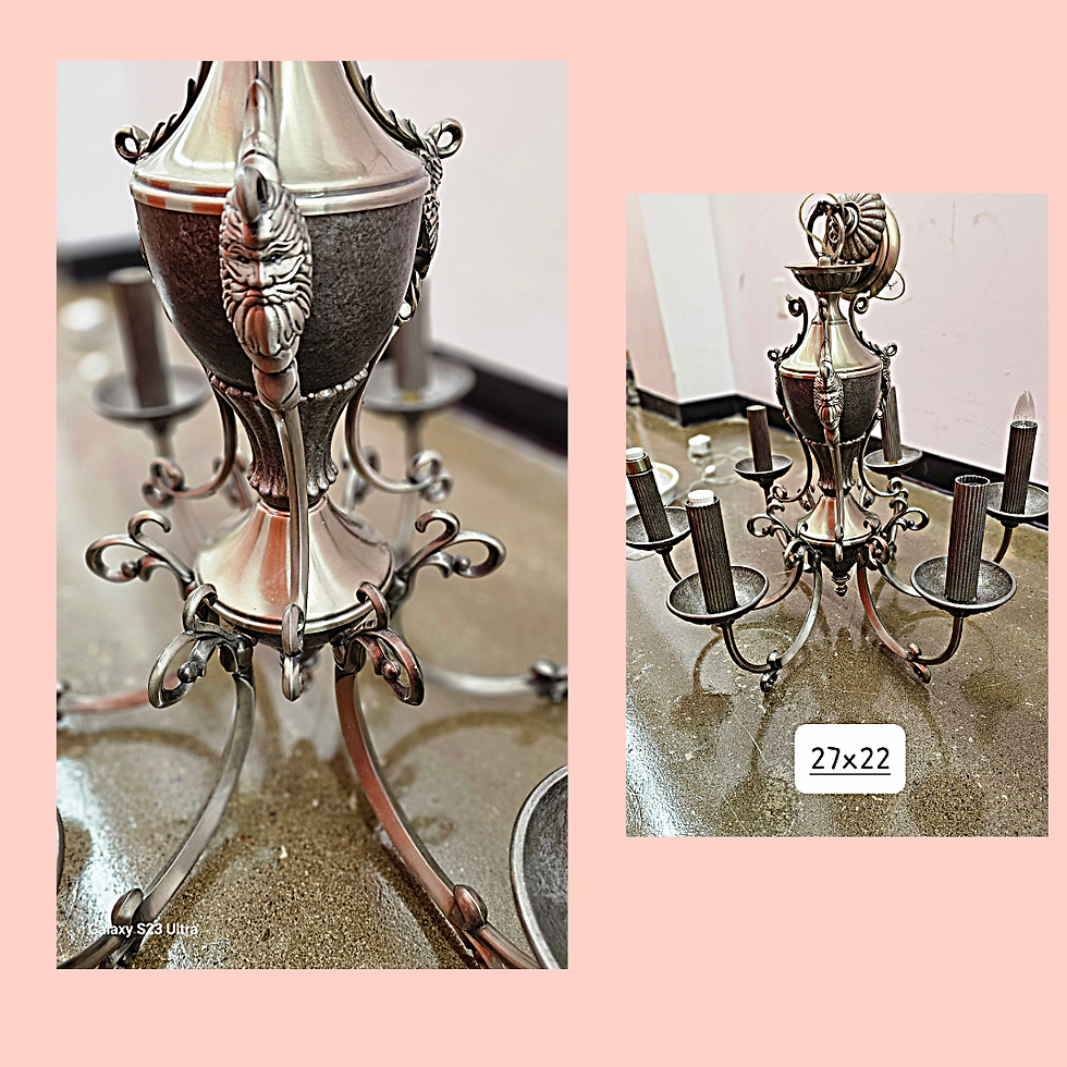 Thumbnail: MODERN GOTHIC/NORDIC SIX CANDLE CHROME AND IRON CARVED