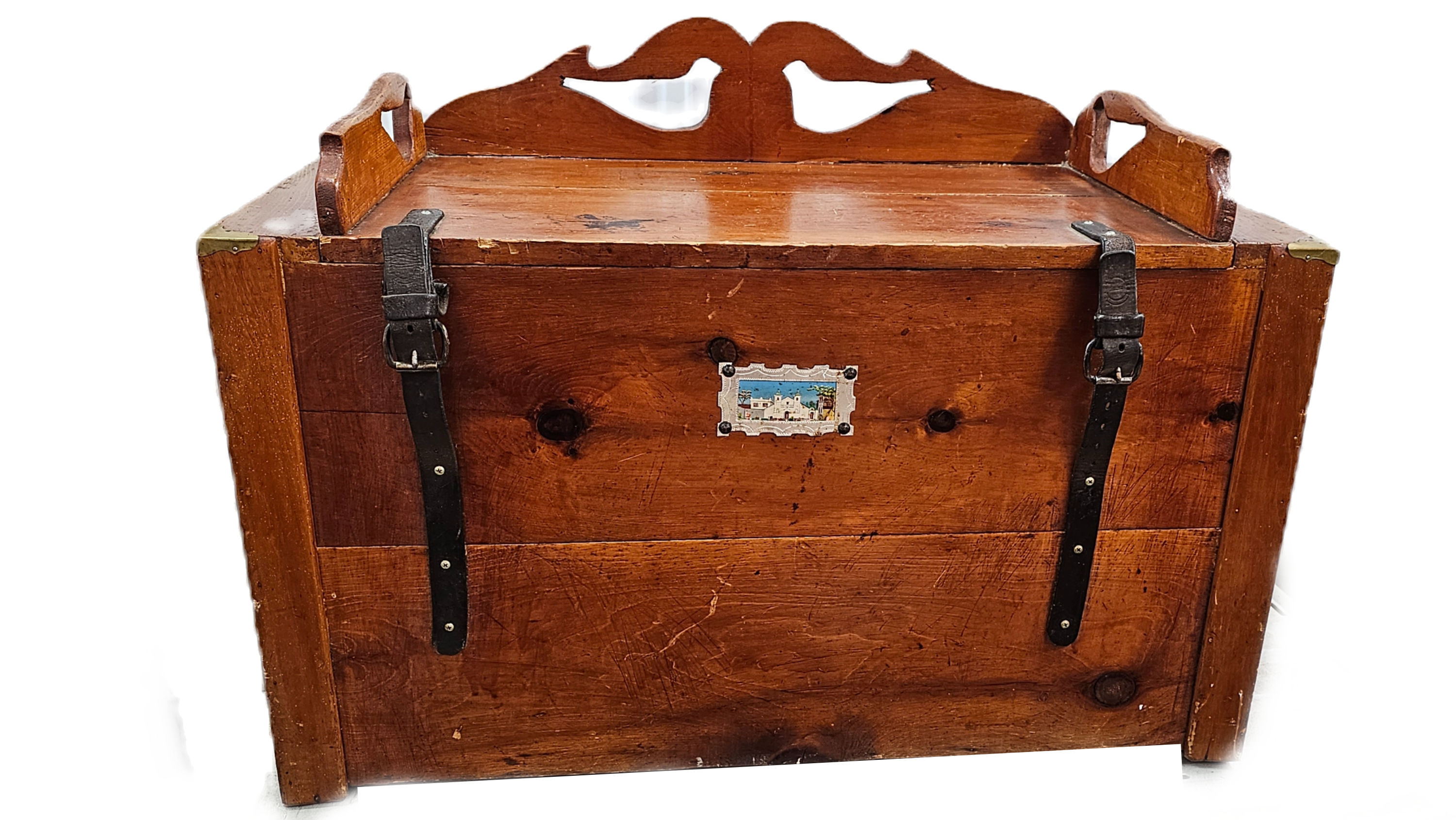 155-year-old antique wood trunk
