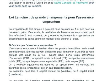 Assurance emprunteur : Nouvelle Loi Lemoine
