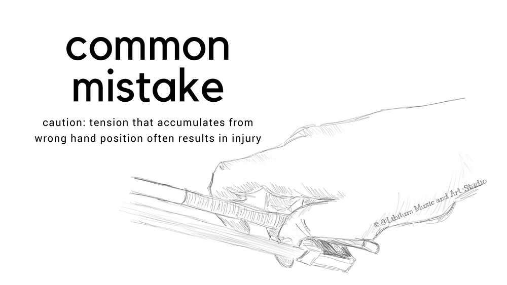 Violin bow hand (wrong thumb position)