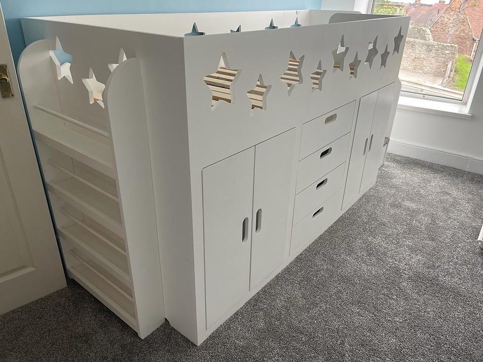 Thumbnail: Mid-Sleeper Storage Bed with Drawers & Wardrobe (lots of patterns & any colours)