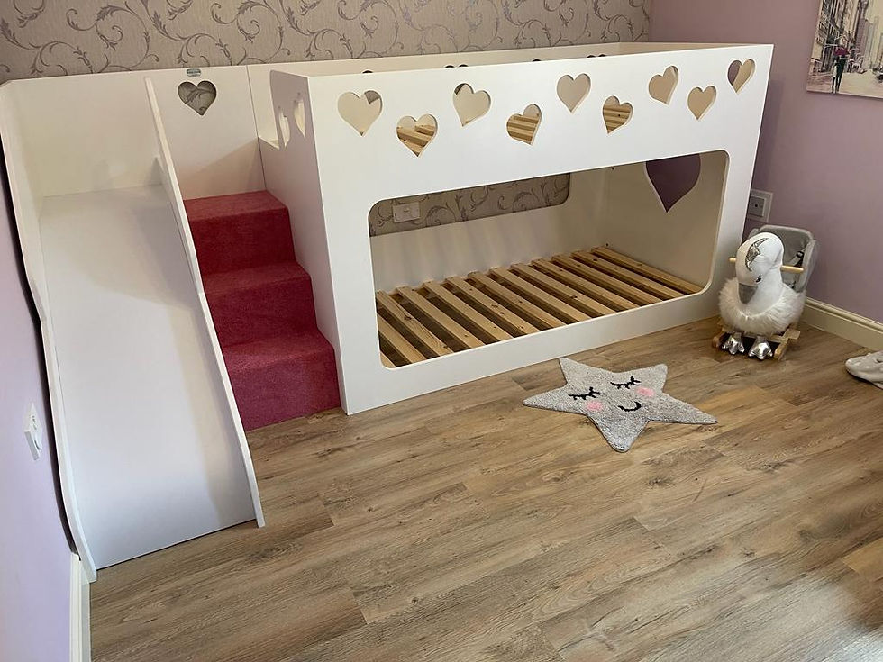Thumbnail: Mid-Sleeper Height  Bunk Bed with optional Slide (any pattern & colours)