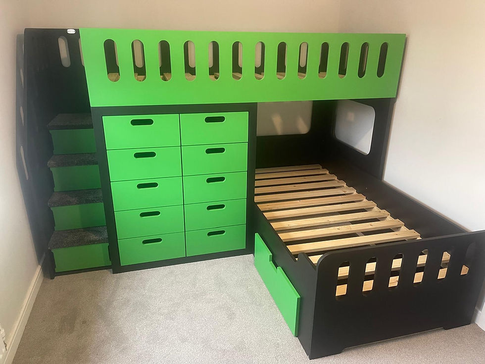 Thumbnail: High-Sleeper Height L Shape Bunk Bed with x10 Front Drawers