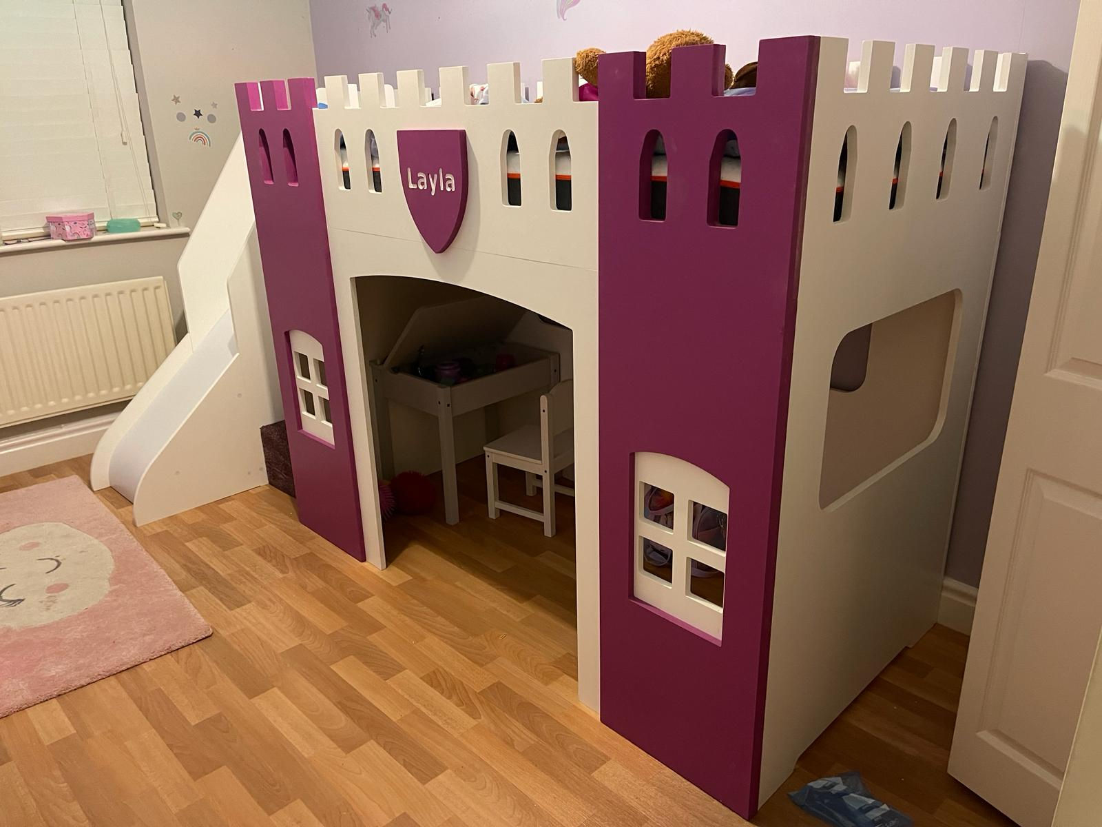 High-Sleeper Height Castle Bed with optional slide (any colour choices)