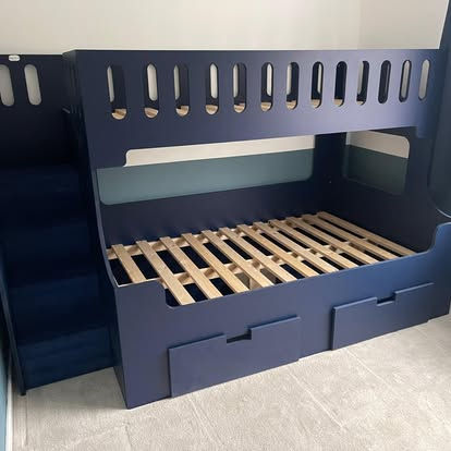 Thumbnail: High-Sleeper Triple Bunk Bed (single top-small/standard double) - any colours