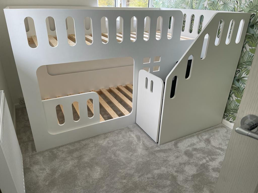 Mid-Sleeper Height Bunk Bed with optional Stair Gate (any colour & pattern)