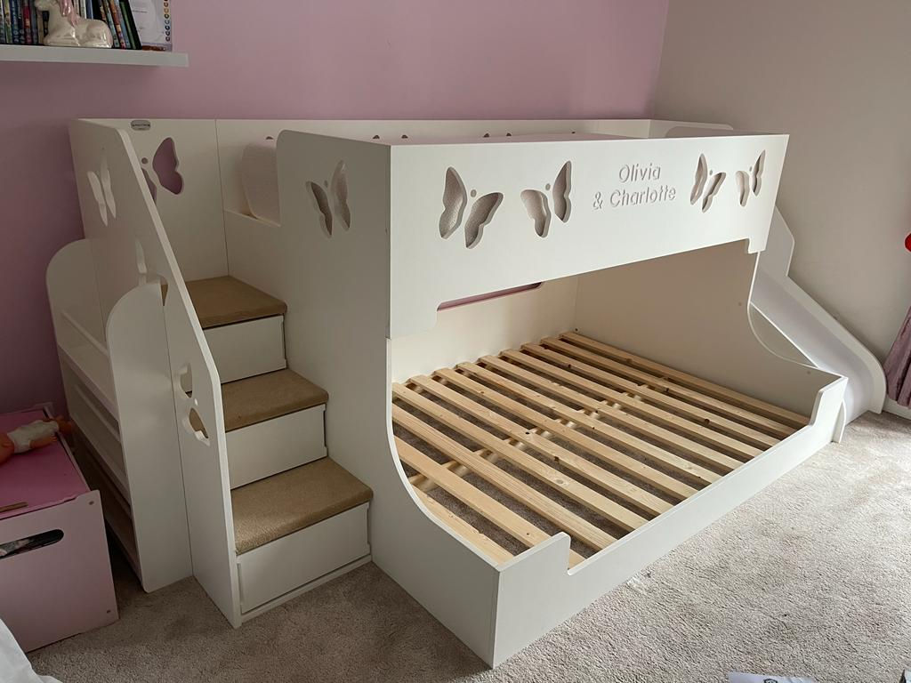 Mid-Sleeper Triple Bunk Bed with optional slide - any colours & pattern choice