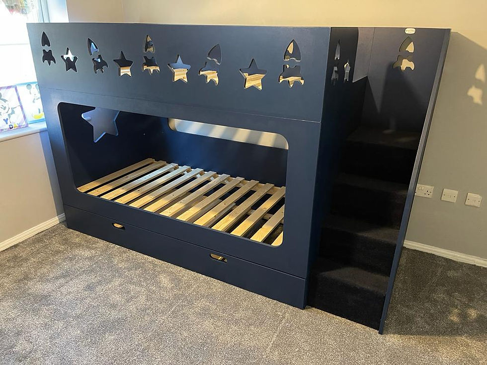 Thumbnail: High-Sleeper Height Trundle Guest Bunk Bed (lots of patterns & any colours)