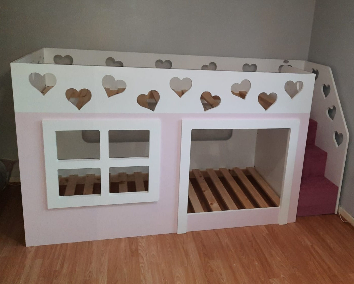Mid-Sleeper Height Playhouse Bunk Bed (lots of patterns/any colours)