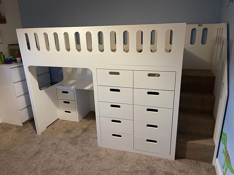 Thumbnail: High-Sleeper Height Desk Bed with x10 Front Drawers (any colours/pattern)