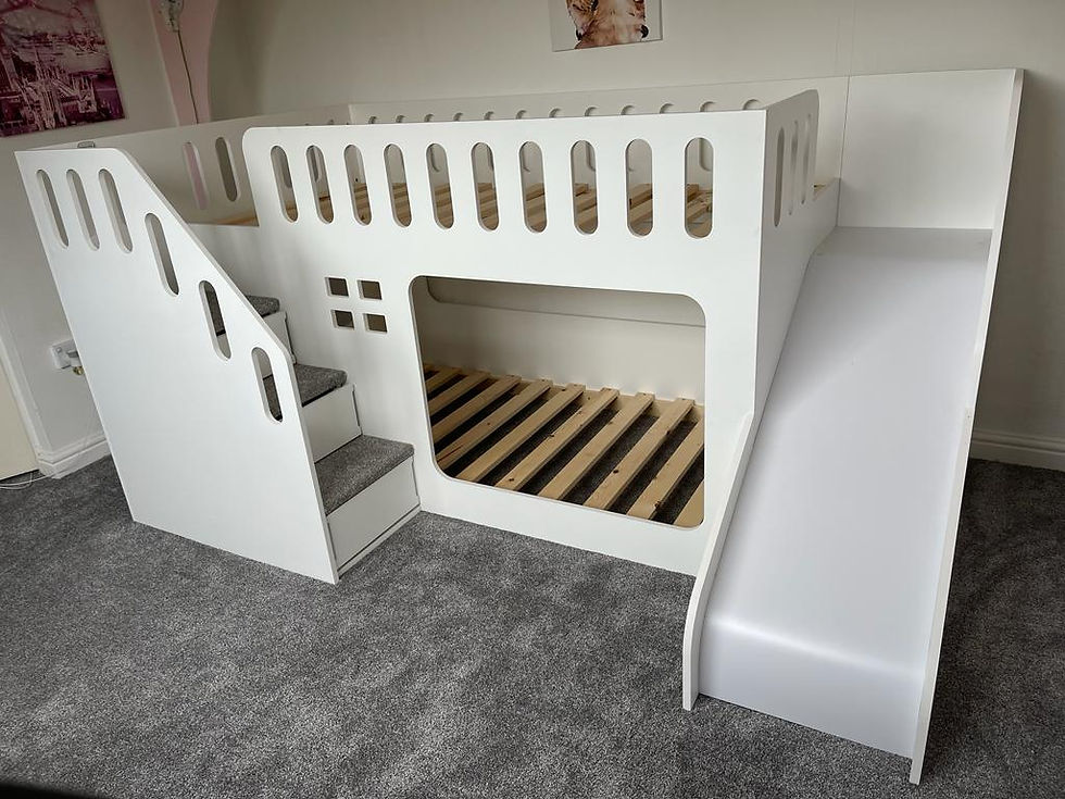 Thumbnail: Mid-Sleeper Height  Bunk Bed Front Stairs & optional Slide -any pattern & colour