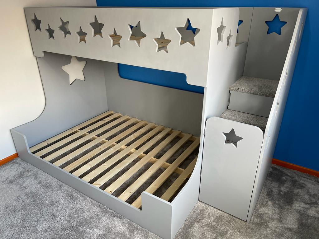High-Sleeper Triple Bunk Bed with single top & small or standard double base
